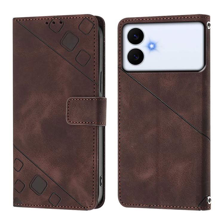 For Samsung Galaxy S26 Edge 5G Skin-feel Embossed Leather Phone Case