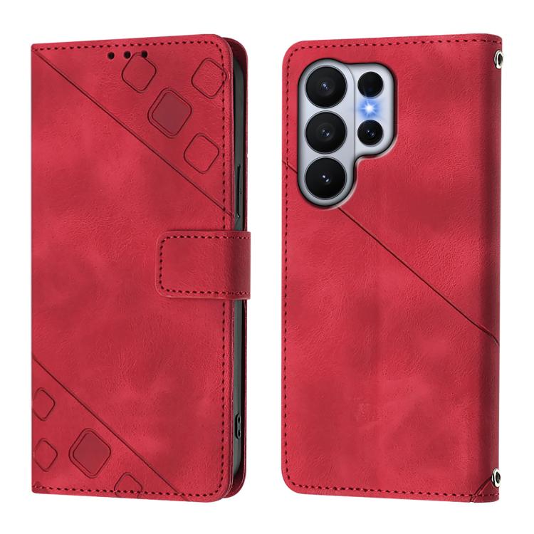 For Samsung Galaxy S26 Ultra 5G Skin-feel Embossed Leather Phone Case