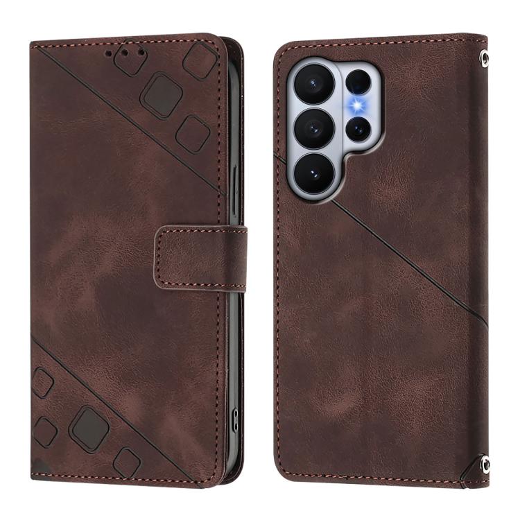 For Samsung Galaxy S26 Ultra 5G Skin-feel Embossed Leather Phone Case