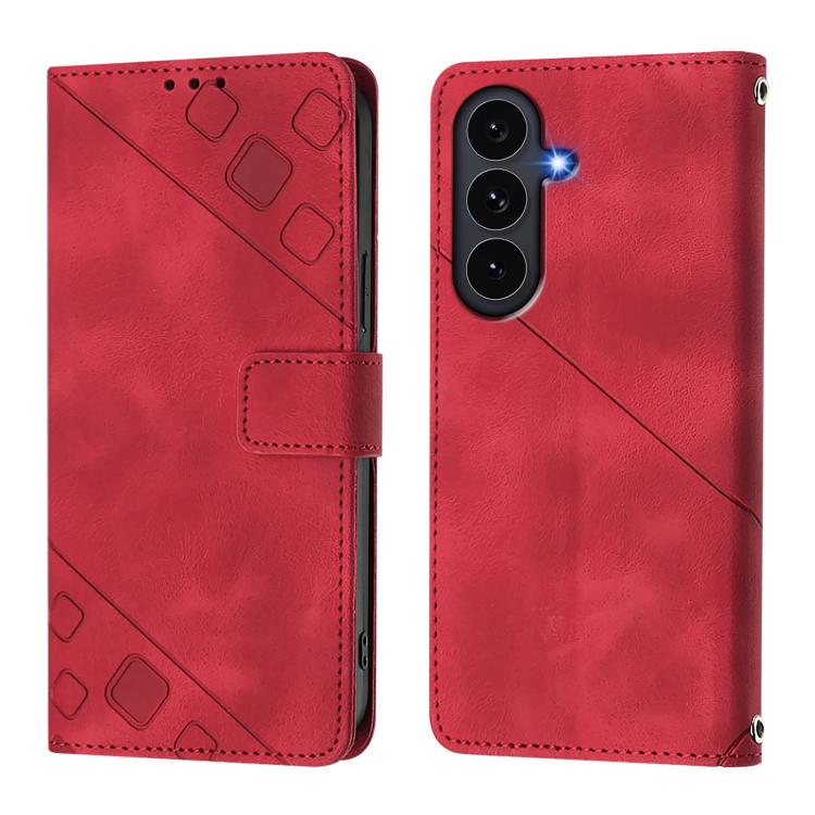For Galaxy S26 FE 5G Skin-feel Embossed Leather Phone Case