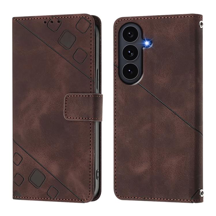 For Galaxy S26 FE 5G Skin-feel Embossed Leather Phone Case