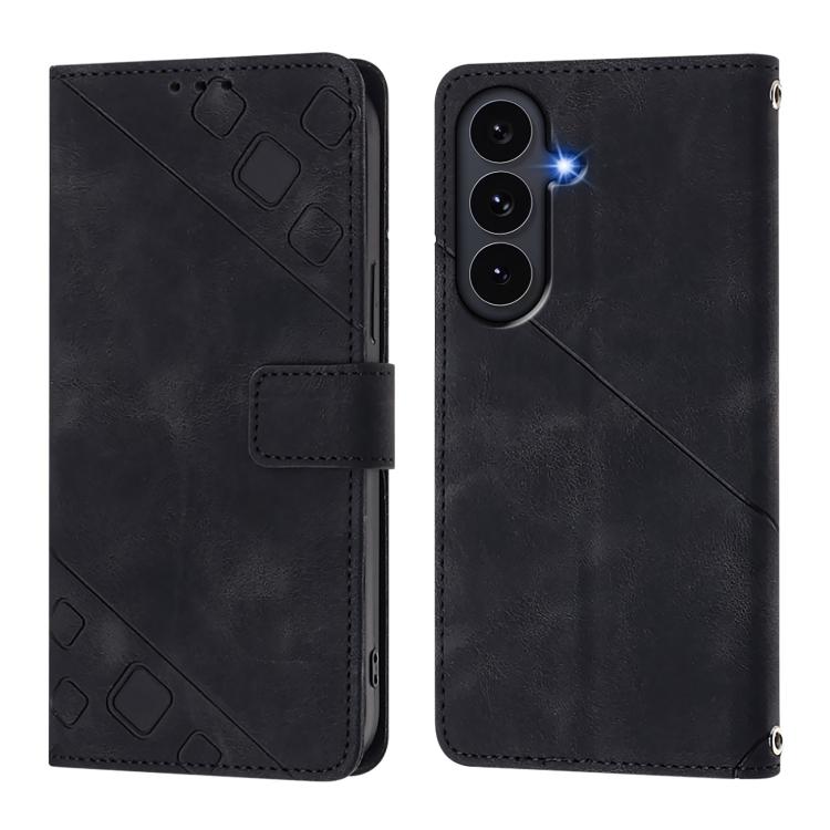 For Galaxy S26 FE 5G Skin-feel Embossed Leather Phone Case