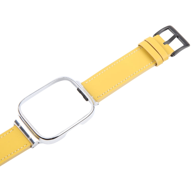 For Redmi Watch 3 Lite Metal Frame Integrated Leather Watch Band