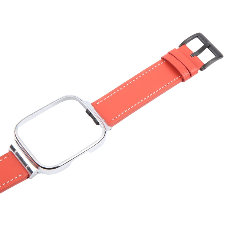 For Redmi Watch 3 Lite Metal Frame Integrated Leather Watch Band