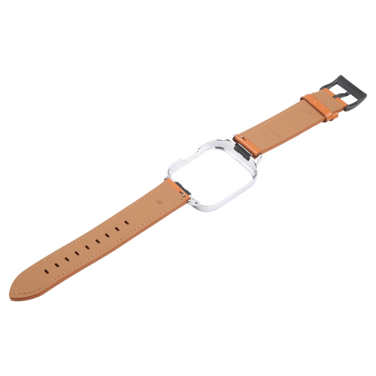 For Redmi Watch 3 Lite Metal Frame Integrated Leather Watch Band