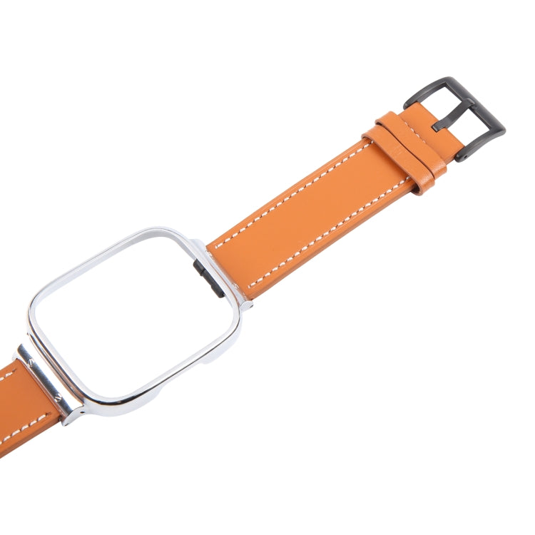 For Redmi Watch 3 Lite Metal Frame Integrated Leather Watch Band