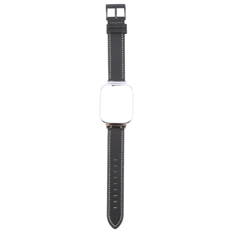 For Redmi Watch 3 Lite Metal Frame Integrated Leather Watch Band