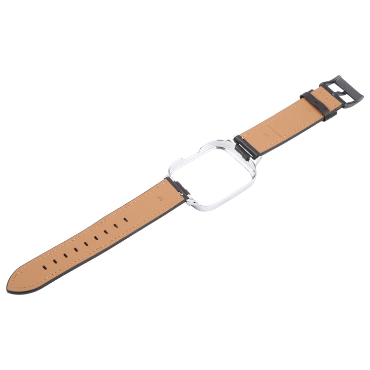 For Redmi Watch 3 Lite Metal Frame Integrated Leather Watch Band