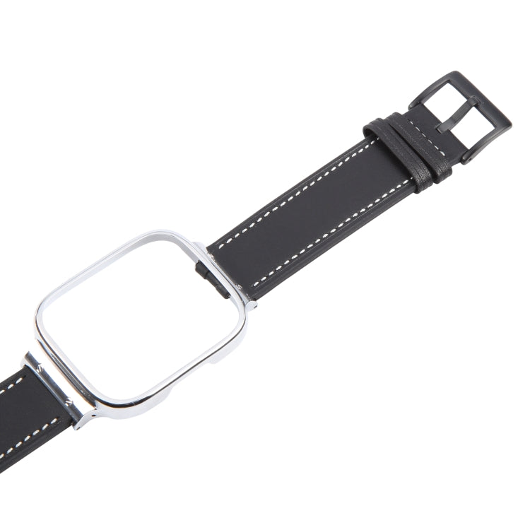 For Redmi Watch 3 Lite Metal Frame Integrated Leather Watch Band