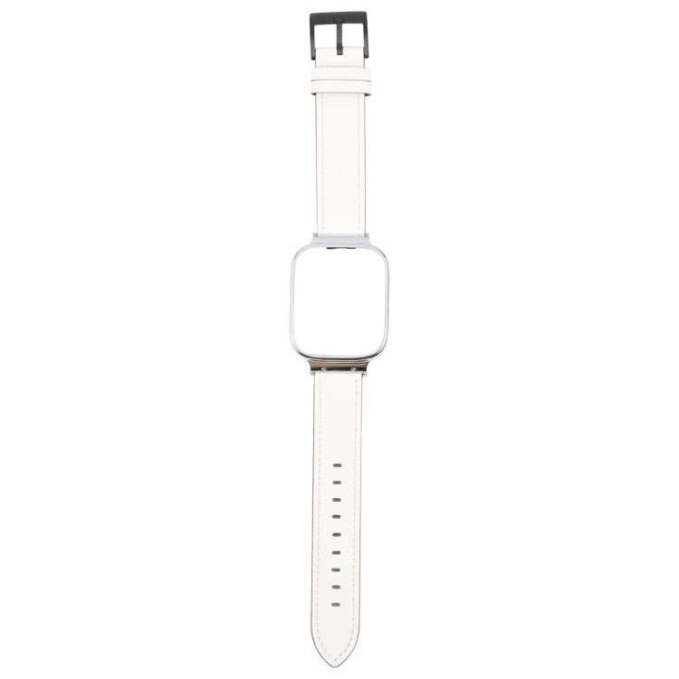 For Redmi Watch 3 Lite Metal Frame Integrated Leather Watch Band