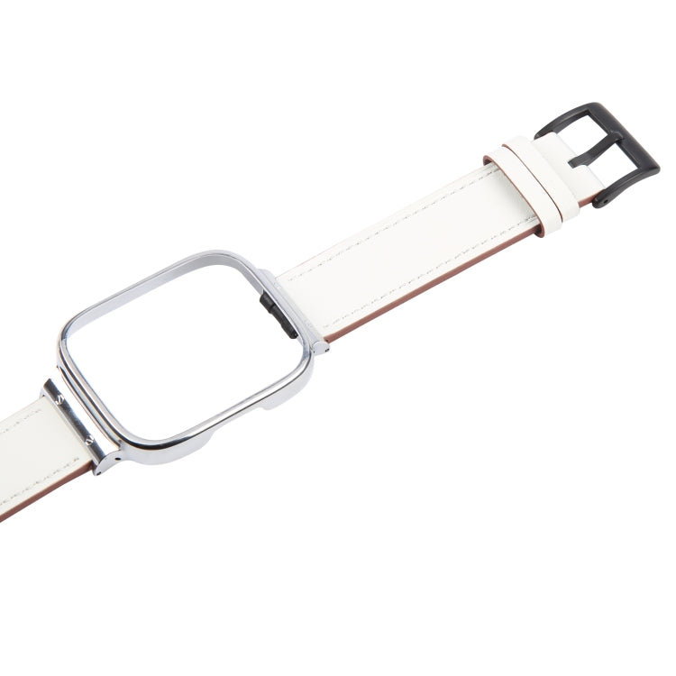 For Redmi Watch 3 Lite Metal Frame Integrated Leather Watch Band