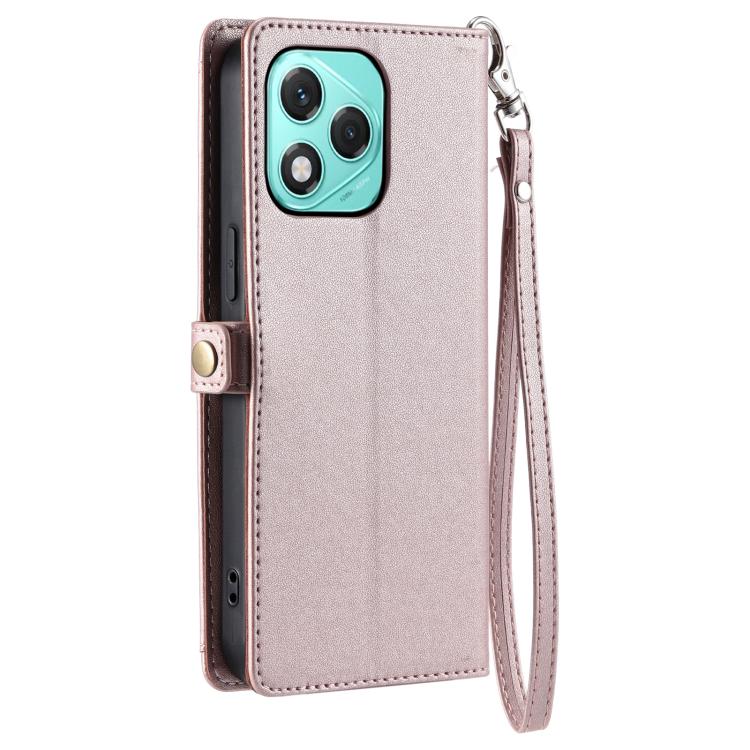 For Honor 400 Lite Global Wallet Multi-card Slot Leather Phone Case with Lanyard