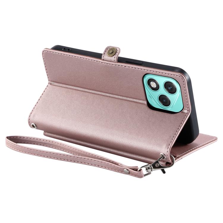 For Honor 400 Lite Global Wallet Multi-card Slot Leather Phone Case with Lanyard