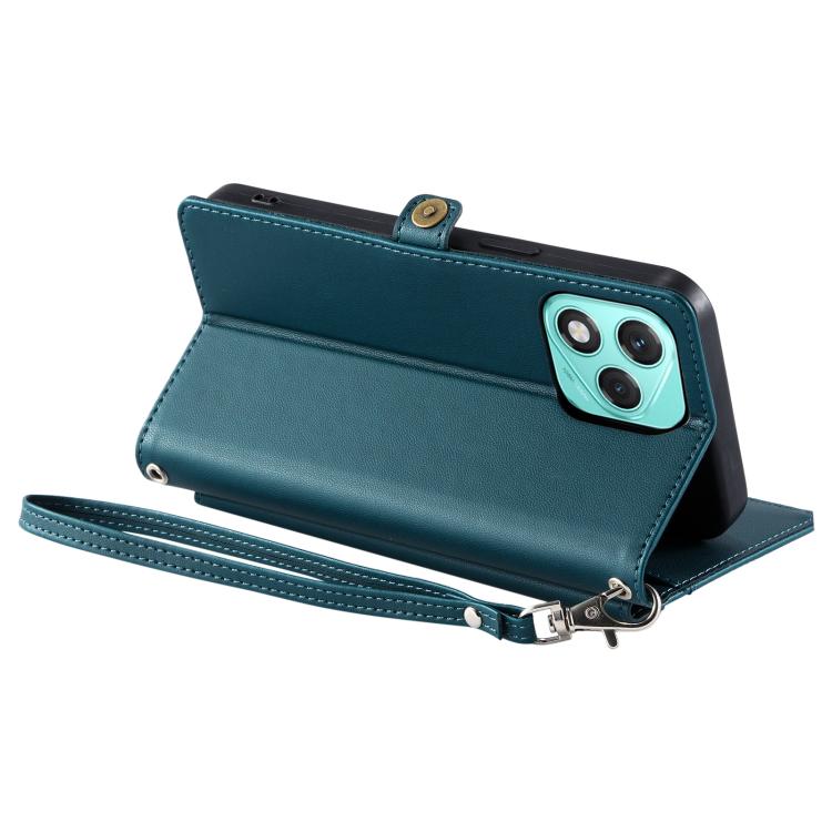 For Honor 400 Lite Global Wallet Multi-card Slot Leather Phone Case with Lanyard
