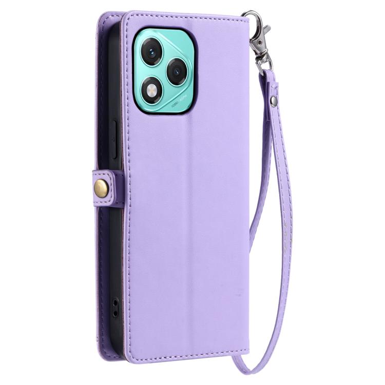 For Honor 400 Lite Global Wallet Multi-card Slot Leather Phone Case with Lanyard