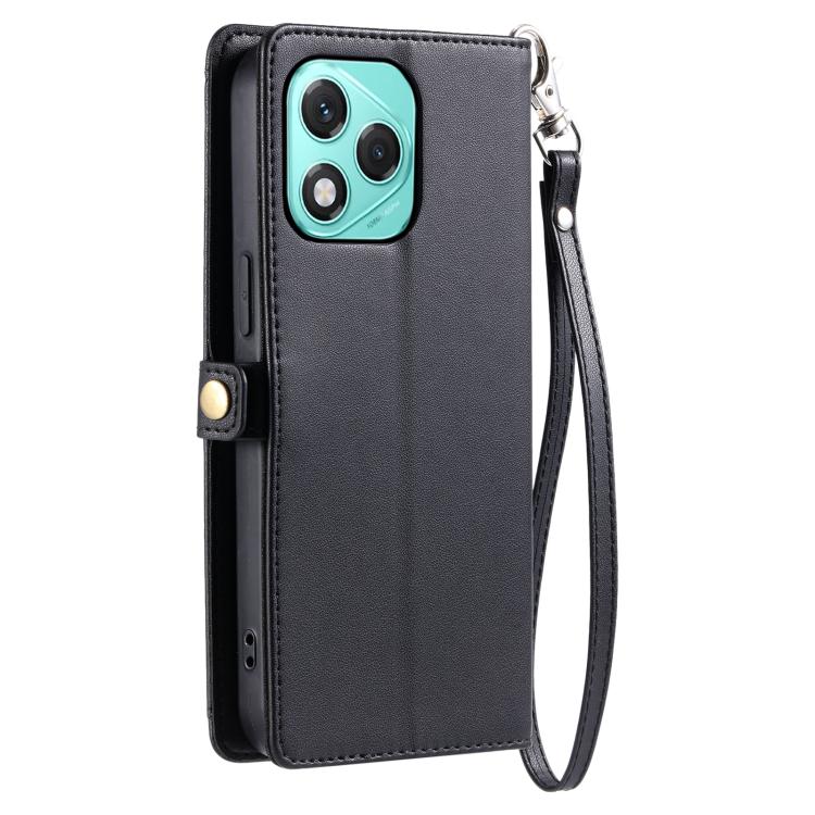 For Honor 400 Lite Global Wallet Multi-card Slot Leather Phone Case with Lanyard