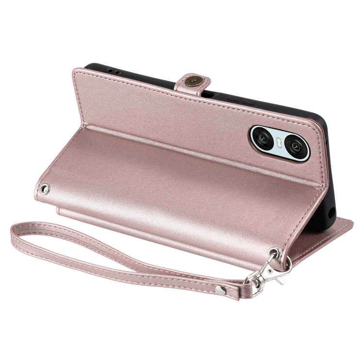 For Sony Xperia 10 VI Wallet Multi-card Slot Leather Phone Case with Lanyard