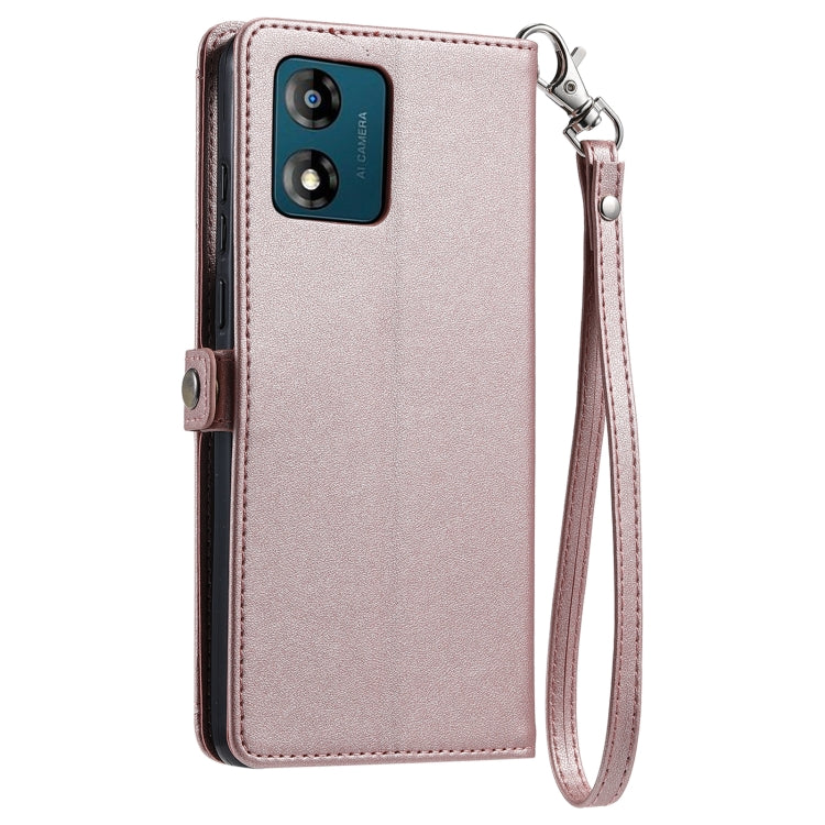 For Motorola Moto E13 Wallet Multi-card Slot Leather Phone Case with Lanyard