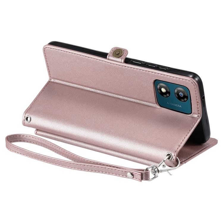 For Motorola Moto E13 Wallet Multi-card Slot Leather Phone Case with Lanyard