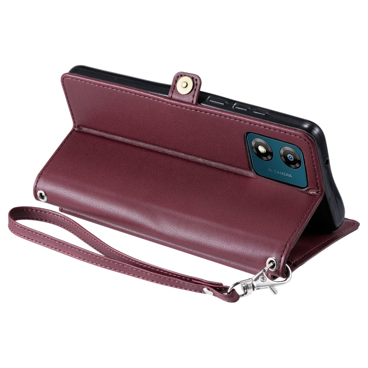 For Motorola Moto E13 Wallet Multi-card Slot Leather Phone Case with Lanyard