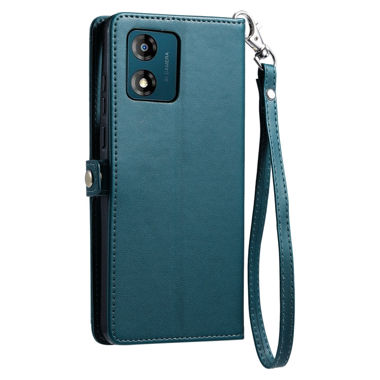 For Motorola Moto E13 Wallet Multi-card Slot Leather Phone Case with Lanyard