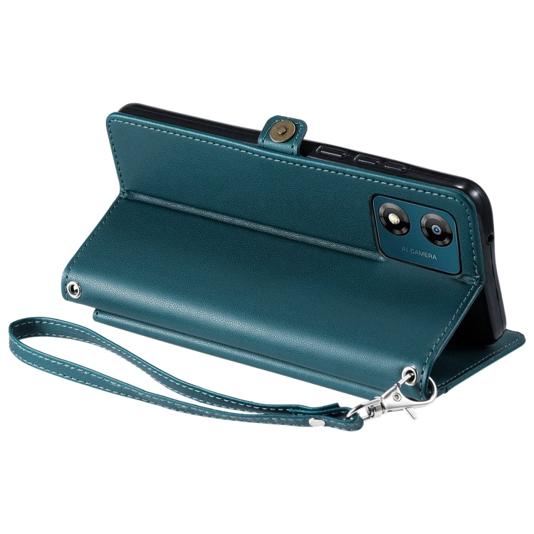 For Motorola Moto E13 Wallet Multi-card Slot Leather Phone Case with Lanyard