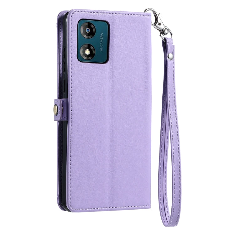 For Motorola Moto E13 Wallet Multi-card Slot Leather Phone Case with Lanyard