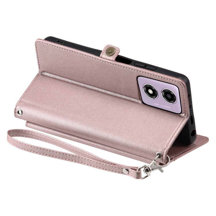 For Motorola Moto E14 / G24 / G04 Wallet Multi-card Slot Leather Phone Case with Lanyard