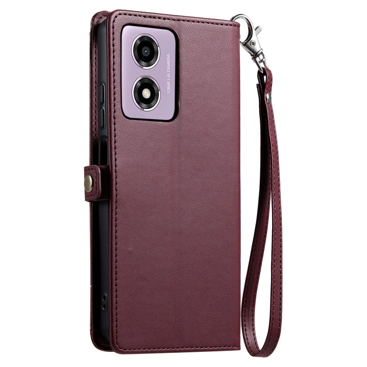 For Motorola Moto E14 / G24 / G04 Wallet Multi-card Slot Leather Phone Case with Lanyard