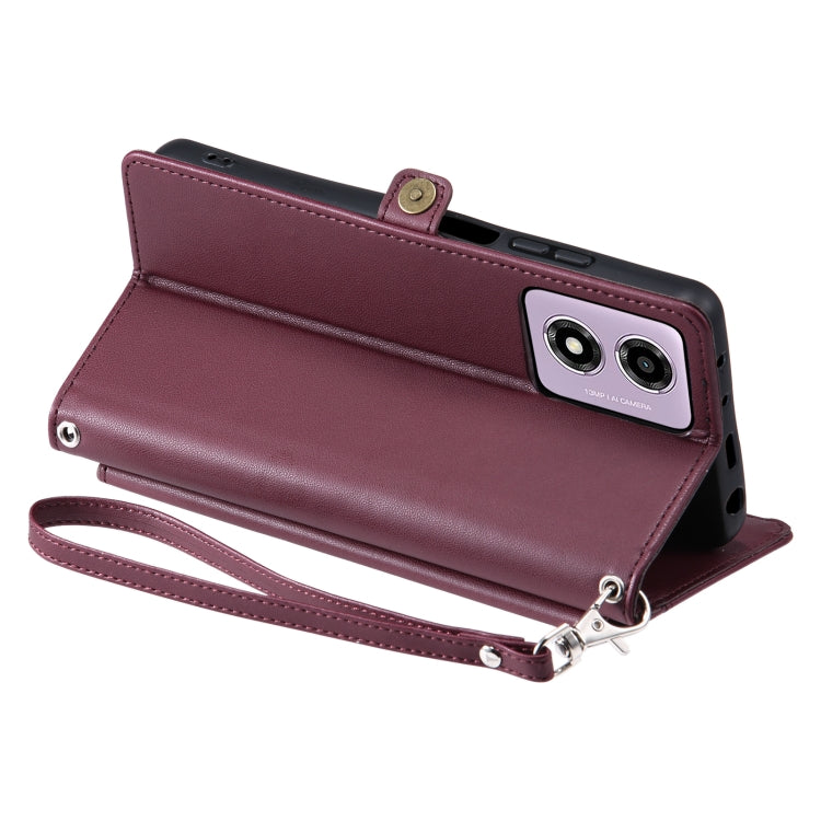 For Motorola Moto E14 / G24 / G04 Wallet Multi-card Slot Leather Phone Case with Lanyard