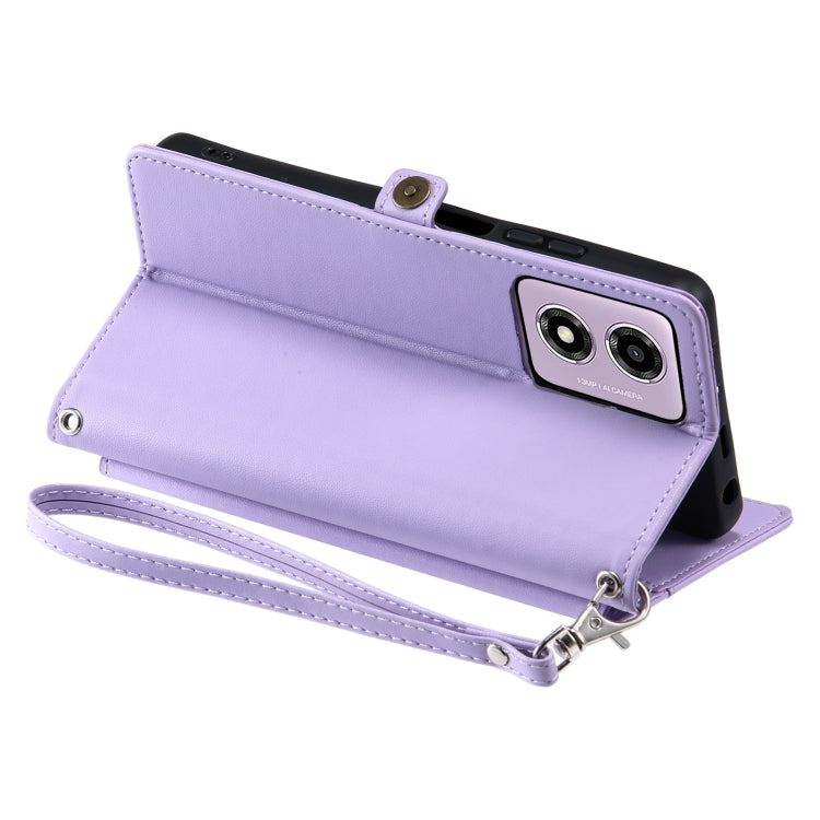 For Motorola Moto E14 / G24 / G04 Wallet Multi-card Slot Leather Phone Case with Lanyard
