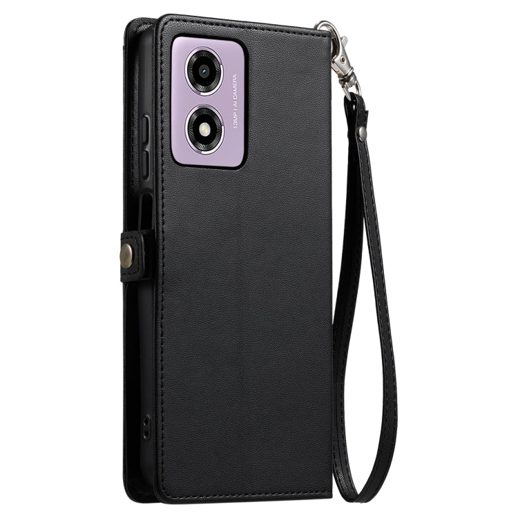 For Motorola Moto E14 / G24 / G04 Wallet Multi-card Slot Leather Phone Case with Lanyard