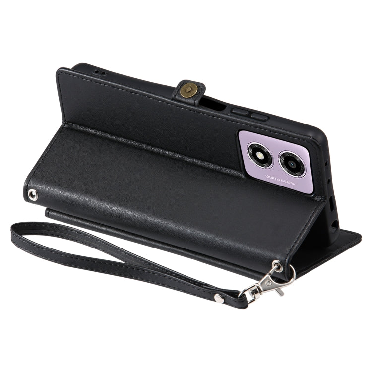 For Motorola Moto E14 / G24 / G04 Wallet Multi-card Slot Leather Phone Case with Lanyard