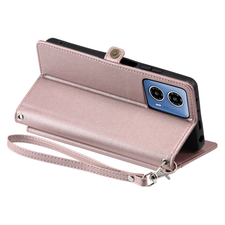 For Motorola Moto G34 Wallet Multi-card Slot Leather Phone Case with Lanyard