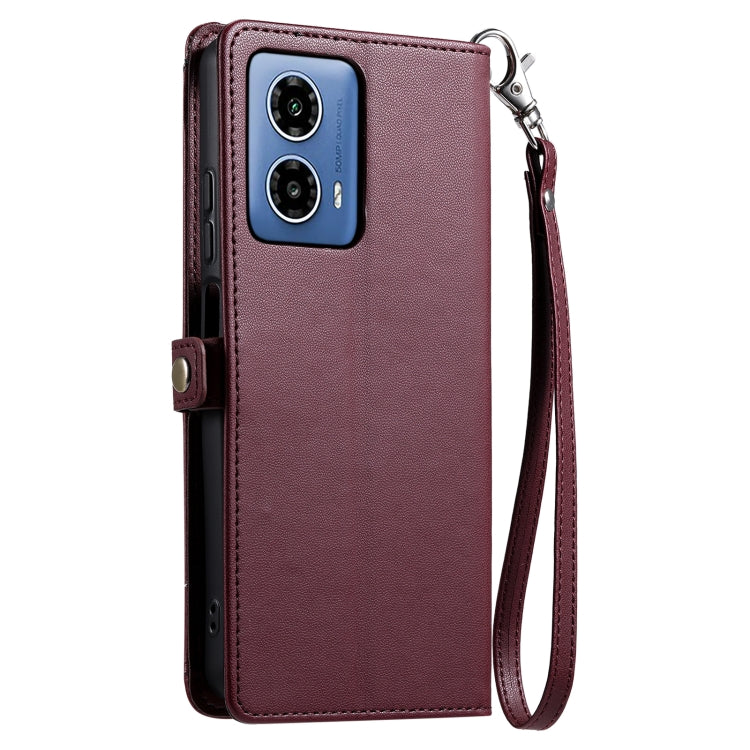 For Motorola Moto G34 Wallet Multi-card Slot Leather Phone Case with Lanyard