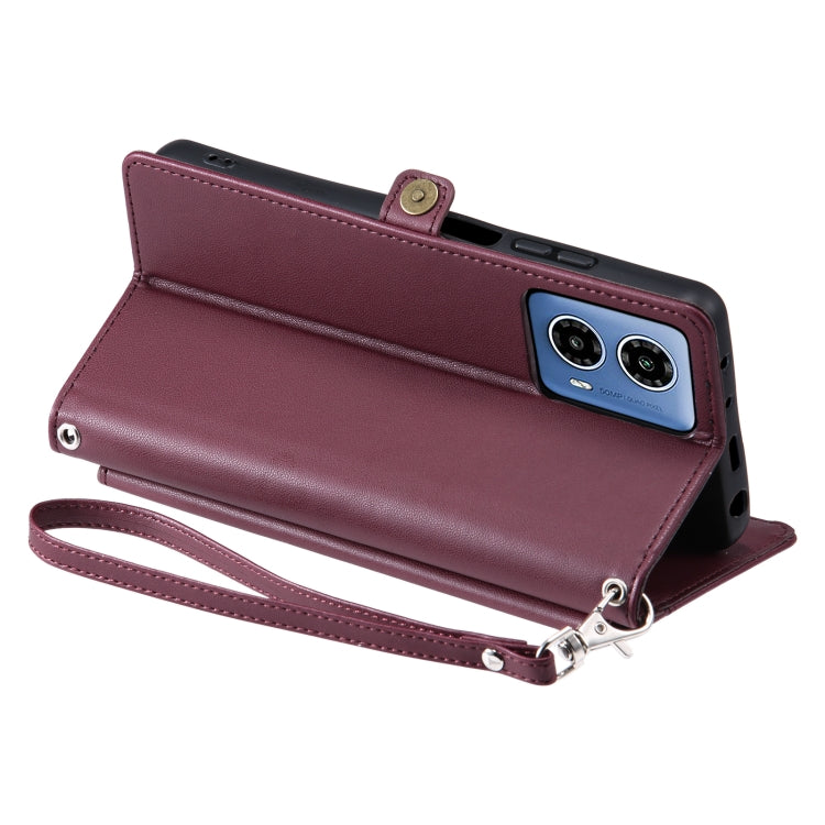 For Motorola Moto G34 Wallet Multi-card Slot Leather Phone Case with Lanyard