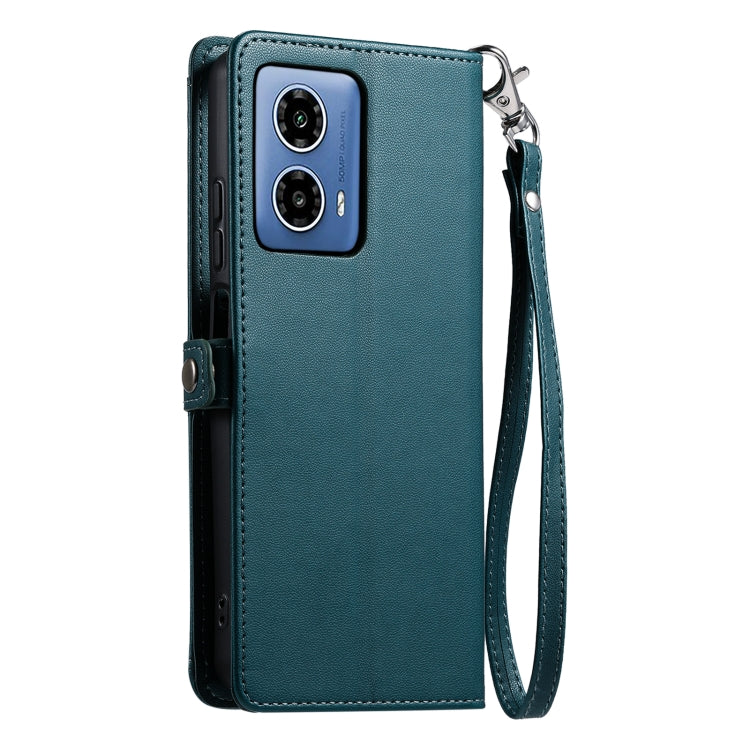For Motorola Moto G34 Wallet Multi-card Slot Leather Phone Case with Lanyard