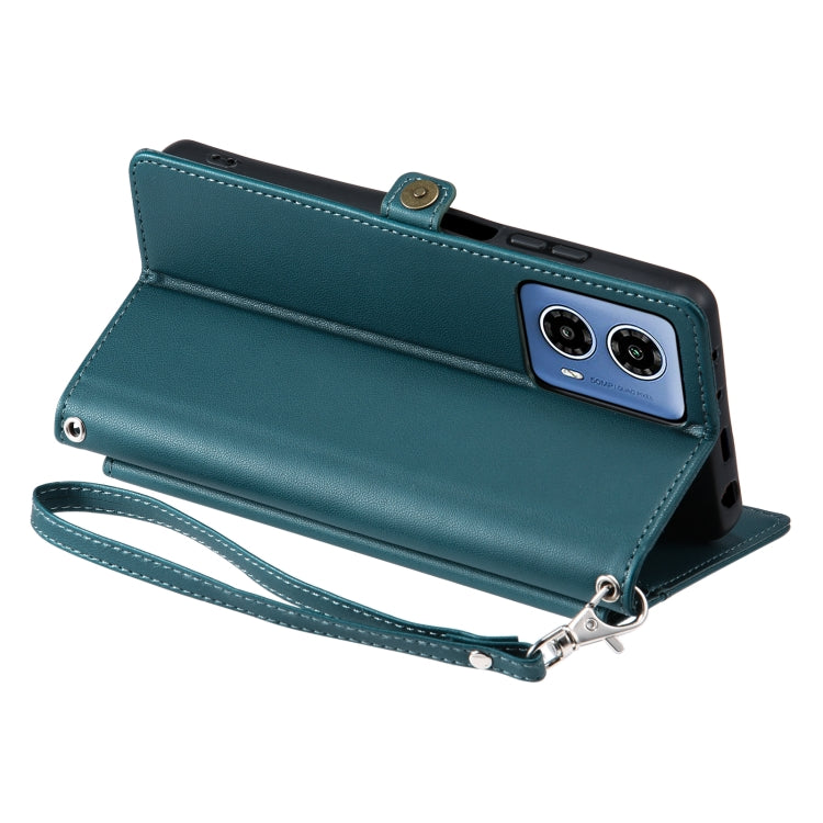 For Motorola Moto G34 Wallet Multi-card Slot Leather Phone Case with Lanyard