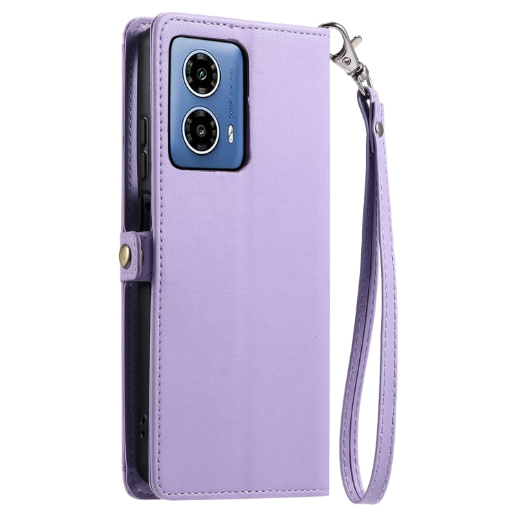 For Motorola Moto G34 Wallet Multi-card Slot Leather Phone Case with Lanyard
