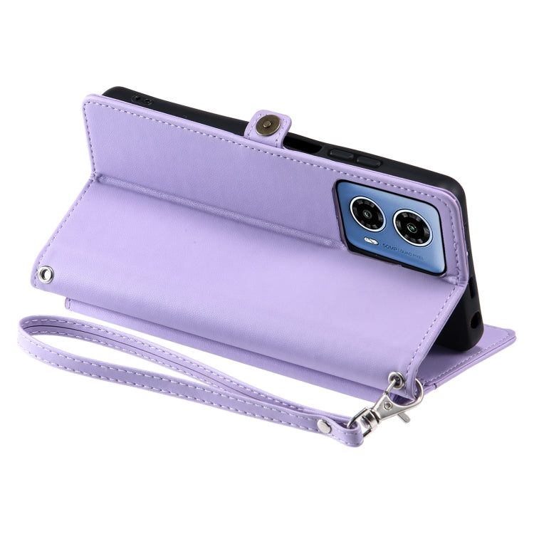 For Motorola Moto G34 Wallet Multi-card Slot Leather Phone Case with Lanyard