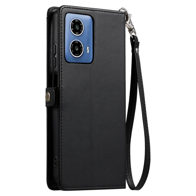For Motorola Moto G34 Wallet Multi-card Slot Leather Phone Case with Lanyard