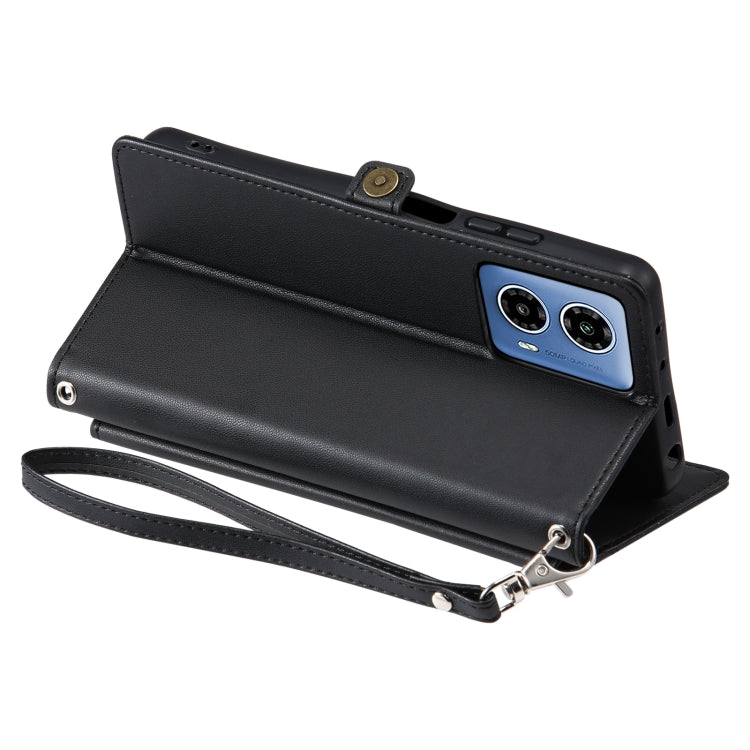 For Motorola Moto G34 Wallet Multi-card Slot Leather Phone Case with Lanyard