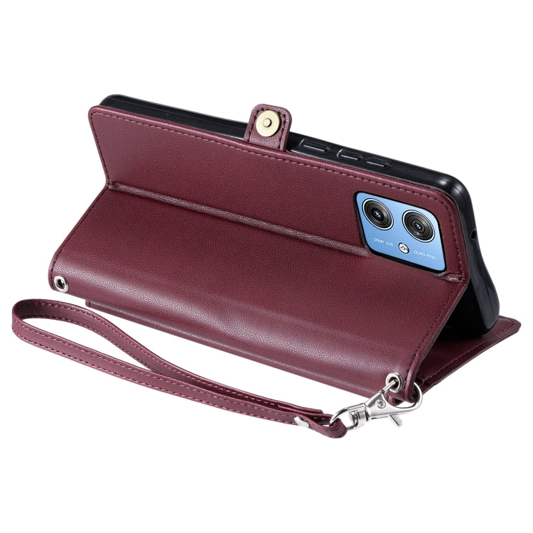 For Motorola Moto G54 / G64 Wallet Multi-card Slot Leather Phone Case with Lanyard