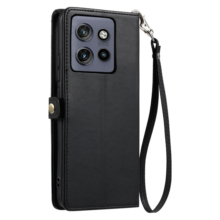 For Motorola Edge 50 Neo Wallet Multi-card Slot Leather Phone Case with Lanyard