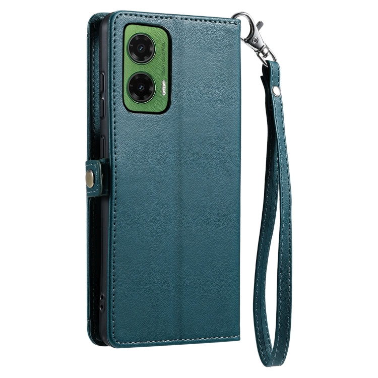 For Motorola Moto G35 Wallet Multi-card Slot Leather Phone Case with Lanyard