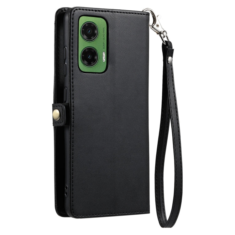 For Motorola Moto G35 Wallet Multi-card Slot Leather Phone Case with Lanyard