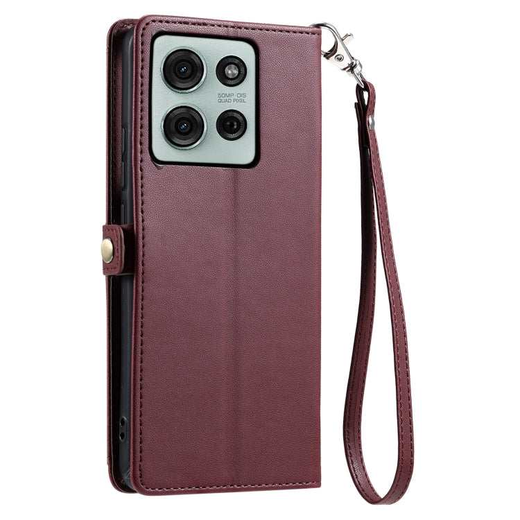 For Motorola Moto G75 5G Wallet Multi-card Slot Leather Phone Case with Lanyard