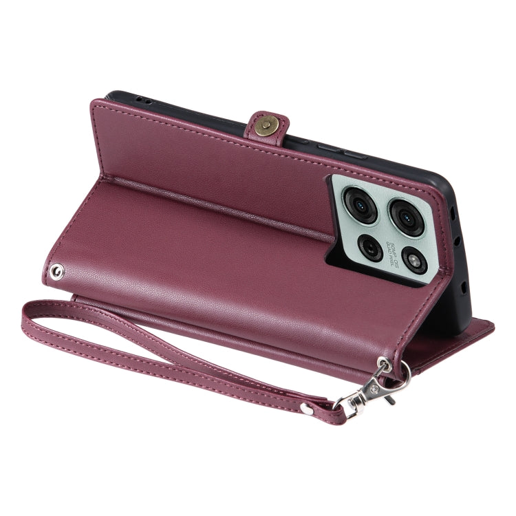 For Motorola Moto G75 5G Wallet Multi-card Slot Leather Phone Case with Lanyard