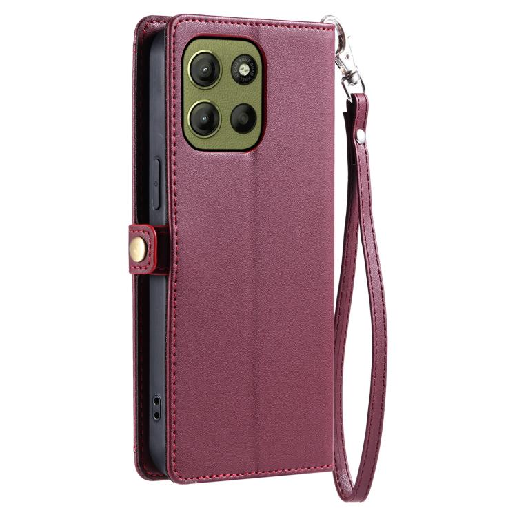 For Motorola Moto G15 Wallet Multi-card Slot Leather Phone Case with Lanyard