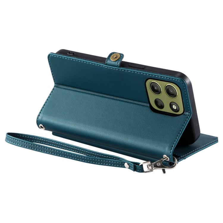 For Motorola Moto G15 Wallet Multi-card Slot Leather Phone Case with Lanyard